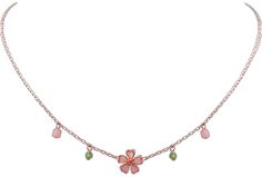 Dainty Blossom Flower Jewelry, Dainty Blossom Jewelry For Spring, Dainty Blossom Color Jewelry For Spring, Flower-shaped Jewelry With Adjustable Chain For Spring, Spring Flower-shaped Jewelry With Adjustable Chain, Spring Flower Jewelry With Adjustable Chain, Delicate Green Jewelry For Spring, Spring Flower-shaped Rose Gold Necklaces, Rose Gold Flower Necklace For Spring