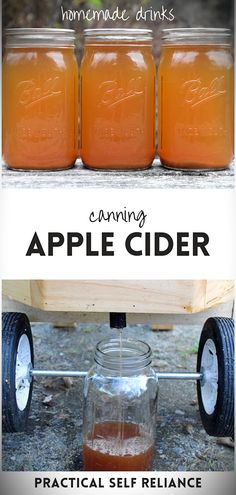 canning apple cider in mason jars with wheels