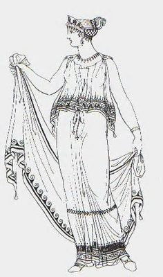 a drawing of a woman in ancient greek dress