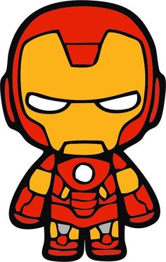 an iron man cartoon character with eyes wide open and one eye closed, facing the viewer