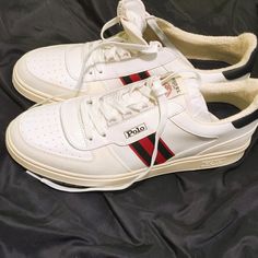 New In Box White Leather Skate Shoes With Red Sole, Polo Sneakers, Polo Ralph Lauren Sneakers, Polo Ralph Lauren Shoes, Ralph Lauren Sneakers, Ralph Lauren Shoes, Lauren White, Mens Shoes Sneakers, Men's Polo