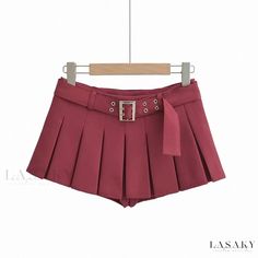 Lasaky - Sophisticated Short Skirt Set with Belts Included Belt Pattern, Design Skirt, Skirt With Belt, Clueless Outfits, Female Shorts, Trendy Skirts, Skirt Summer, Half Skirt, Round Neck Dresses