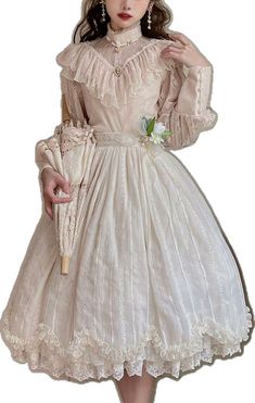 Vintage Victorian Dress With Ruffles, Spring Victorian Ruffle Dress, Victorian Style Ruffled Vintage White Dress, Victorian Vintage White Ruffled Dress, Style Types, Chiffon Style, Spring Summer Autumn Winter, Classic Lolita, Chiffon Fashion