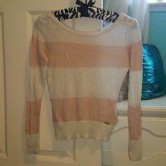 Size Small, But In My Opinion More Like And Xs, So I Never Wore It. New Without Tags Lightweight Guess Sweater With Blush Pink And White Stripes. It's Super Cute, Just Not My Size! Cute Fitted White Sweater, White Fitted Cute Sweater, Fitted White Cotton Sweater, White Casual Stretch Sweater, Casual White Stretch Sweater, Pink Cotton Sweater With Text Print, Pink Long Sleeve Sweater With Graphic Print, Pink Crew Neck Sweater With Text Print, Guess Sweater