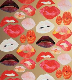 a painting with many different types of lips on it