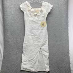 Pre-Owned Nwt Condition 10/10 Size M Urban Outfitters Fitted Square Neck Dresses, Urban Outfitters Midi Dress With Ruffles, Fitted Ruffle Midi Dress By Urban Outfitters, White Midi Dress By Urban Outfitters For Vacation, Fitted Dresses By Urban Outfitters For Daywear, Fitted Cotton Dress By Urban Outfitters, White Midi Dress From Urban Outfitters, Urban Outfitters Fitted Cotton Dress, Fitted Vacation Dresses By Urban Outfitters