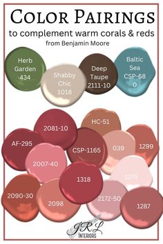 color pairings for different colors and shapes