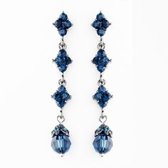 Affordable Elegance Bridal - Dainty Navy Blue Crystal Drop Wedding Earrings, $34.99 (https://affordableelegancebridal.com/dainty-navy-blue-crystal-drop-wedding-earrings/) Navy Earrings, Dark Blue Earrings, Jewel Earrings, Formal Earrings, Pave Diamond Earrings, Gold Heart Earring, Gold Diamond Earrings Studs, Wedding Earrings Drop, Prom Earrings