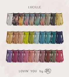 the lucille collection is available in multiple colors, including pink, blue, green, yellow and purple