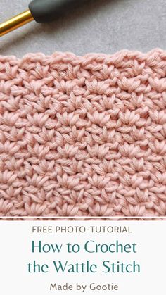 the crochet stitch pattern is shown with text overlay that reads, how to crochet the waffle stitch made by gotie