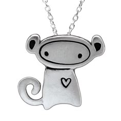 Sterling Silver Monkey Necklace Monkey Accessories, Monkey Style, Silly Clothes, Monkey Gifts, Sterling Silver Charm Necklace, Silver Charm Necklace, Monkey Business, Cute Box, Charm Necklace Silver