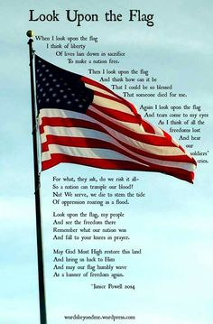 an american flag flying next to a poem