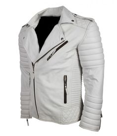 Buy White Vintage Biker Leather Jacket now. On Sale! Leather Biker Jacket For Spring Outdoor, Spring Leather Biker Jacket For Outdoor, White Urban Biker Jacket For Winter, Urban White Winter Biker Jacket, White Urban Winter Biker Jacket, White Biker Leather Jacket For Winter, White Moto Leather Jacket For Winter, White Biker Jacket For Winter Events, White Leather Moto Outerwear