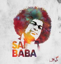 an image of a man with afro hair and the words saj baba on it