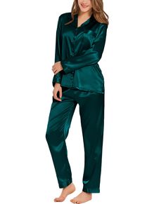 PRICES MAY VARY. ❤ Premium Material --- SWOMOG womens long sleeve pajama set is made of premium satin fabric(95% polyester, 5% spandex), gives you not only skin comfort but also visual comfort.It is lightweight, soft and skin-friendly, catch your beauty sleep in the best basics.Makes you comfortable in the lounge and sleeping time. ❤ Classic Design --- Womens satin pajama set featuring classic sleepwear style:long sleeve button down shirt and long lounge pants.The ergonomic H-shaped loose design Bridal Sleepwear, Sleepwear Women Pajamas, Silky Pants, Satin Pajama Set, Silk Pajamas Women, Satin Pajama, Satin Sleepwear, Satin Long Sleeve, Satin Pyjama Set