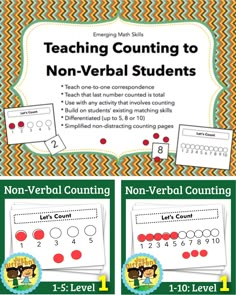 an image of teaching counting to non - verbal students with the words, numbers and symbols