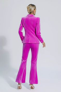 Fitted Pantsuit With Button Closure For Semi-formal Occasions, Fitted Pantsuit With Double Button Closure And Suit Collar, Fitted Notch Lapel Pantsuit For Party, Chic Fitted Pantsuit With Suit Collar, Fitted Single-breasted Pantsuit With Lapel Collar, Fitted Semi-formal Pantsuit With Button Closure, Fitted Single Breasted Pantsuit With Lapel Collar, Fitted Office Pantsuit With Double Button Closure, Fitted Pantsuit With Double Button Closure For Office