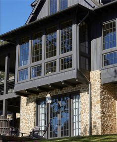 a large stone building with lots of windows