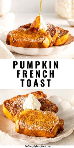 pumpkin french toast with whipped cream on top