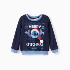 Celebrate the holidays in adorable Disney style with the Disney Stitch Christmas Family Sweatshirts. Perfect for adding festive cheer to your family gatherings and seasonal outings!
* Product features: 3D pom-pom embellished Christmas hat worn by Stitch.
* Fabric characteristics: Soft and comfortable material for a cozy fit.
* Piece of product: 1 sweatshirt.
* Neckline: Crewneck.
* Sleeves: Long sleeves.
* Style: Playful design with a merry stitchmas slogan.
* Fit: Regular fit.
* Length: Regular length. Family Christmas Sweaters Disney, Christmas Disney Sweaters, Stitch Sweater Disney, Stitch Hoodie Kohls, Disney Princess Ugly Christmas Sweater, Holiday Tops, 3d Christmas, Cozy Fits, Christmas Hat