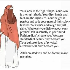 an image of a woman wearing a hijab with the words, your nose is the right shape