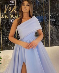 light blue one shoulder pleated tulle evening dress Plus Size Beach Wear, Cheap Prom Dresses Long, Pleated Tulle, Coat Women Fashion, Long Prom Dresses, Custom Size Dresses, Prom Dresses Online, Flower Print Dress, Prom Formal