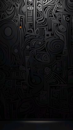 an abstract black and white wallpaper with circles, lines, and shapes on it