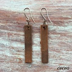 Leather Drop Earrings Minimalist Earrings Boho Earrings | Etsy Minimalist Rectangular Leather Jewelry, Minimalist Leather Earrings For Everyday, Everyday Brown Metal Earrings, Minimalist Nickel-free Brown Earrings, Minimalist Brown Nickel-free Earrings, Rustic Everyday Earrings, Minimalist Brown Brass Jewelry, Minimalist Copper Earrings For Everyday Wear, Minimalist Copper Earrings For Everyday