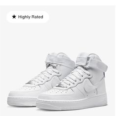 Brand New In Box Never Worn Nike Women’s Air Force 1 High Top Sneakers White Size 6.5 Nike Air Force 1high Tops, Nike Air Force High Tops Outfit, Af1 High Tops Outfit, Hightop Air Force Ones, High Nike Shoes, High Top Af1, High Ankle Sneakers, White Shoes Nike, Nike Air Force High Tops