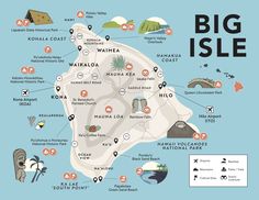 a map of big island with all the places to go and what to see on it