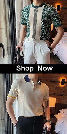 Sweater Outfits Men, Dapper Outfit, African Wear Styles For Men, Knit Polo Shirt, Sale Clothes, Polo Design, Men Fashion Casual Shirts