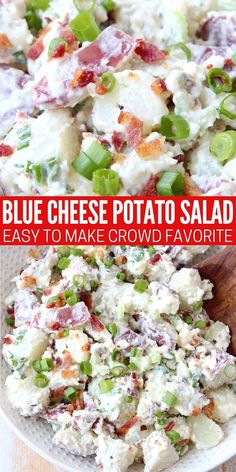 blue cheese potato salad with bacon and green onions