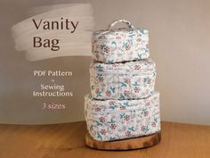 PDF Sewing Pattern for Quilted Vanity Bags - Set of 3 Sizes ALL INSTRUCTIONS ARE IN ENGLISH THIS PATTERN IS NOT BEGINNER LEVEL, IT REQUIRES SOME LEVEL OF SEWING EXPERIENCE Elevate your sewing projects with our exclusive PDF sewing pattern for quilted vanity bags. This pattern set includes three sizes, perfect for organizing toiletries, travel essentials, and more. This versatile pattern set lets you create a complete range of chic and practical bags, perfect for organizing makeup, toiletries, an Organizing Toiletries, Toiletry Bag Pattern, Organizing Makeup, Sewing Instructions, Vanity Bag, Practical Bag, Vanity Case, Patterns Sewing, Bias Tape