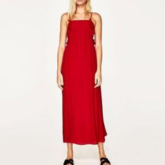 Zara Dress Maxi Red Bow Nwt. Condition Is New With Tags. Poliester 100%, Size M Red Summer Midi Dress For Casual Occasions, Red Casual Midi Dress With Spaghetti Straps, Casual Red Maxi Dress For Party, Casual Red Dresses For Dress Down Occasions, Red Maxi Dress For Date Night, Red Spaghetti Strap Dress For Casual Occasions, Zara Red Sundress Maxi Dress, Summer Red Midi Dress For Daywear, Red Spring Maxi Dress For Daywear