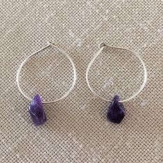 Handcrafted Amethyst Hoop Earrings Purple Amethyst Beads Silver Toned Dainty Hoops Approximately 1” As Pictured Great Handmade Gift Idea Fast Shipper Reliable Seller Made In Usa 7th Chakra Healing Courage Peace Spiritual Boho Chic Fashion Statement Beaded Jewelry Essential February Birthstone Valentine’s Day Birthday Anniversary Gift 32523 Purple Earrings With Natural Stones, Purple Natural Stones Round Earrings, Round Purple Earrings With Natural Stones, Adjustable Purple Earrings With Natural Stones, Nickel-free Purple Dangle Hoop Earrings, Purple Nickel-free Dangle Hoop Earrings, Purple Bohemian Everyday Jewelry, Purple Dangle Hoop Earrings With Ear Wire, Purple Dangle Hoop Earrings