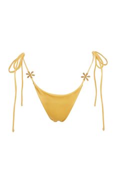 The Juliana Bikini Bottom in Marigold. A classic string triangle cut, adorned with brushed gold hardware featuring ASTA RESORT's signature Delilah motif, brings an elevated look to a staple style—perfect for your next holiday.  Constructed from Italian lycra containing 50% recycled polyester. Fun Fits, Resort Swimwear, Brushed Gold Hardware, Summer Bikinis, Summer 24, Next Holiday, Summer Feeling, Travel Aesthetic, Summer Aesthetic