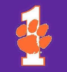 an orange and white number one with the word clemson on it's front paw