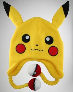 a yellow pokemon pikachu hat with ears