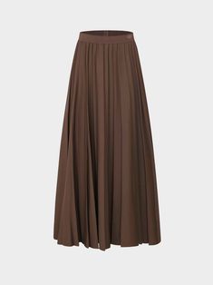 Upgrade your wardrobe with our Pleated Skirt 35"-Brown. Made with 35" of soft, pleated fabric, this skirt adds effortless style and sophistication to any outfit. Elegant Brown Pleated Skirt For Work, Flowy Solid Pleated Skirt, Brown Pleated Midi Skirt For Work, Chic Brown Maxi Skirt For Fall, Brown Pleated Skirt For Work, Brown Gathered Flared Maxi Skirt, Elegant Brown Lined Pleated Skirt, Chic Brown Pleated Maxi Skirt, Elegant Brown Full Skirt Bottoms