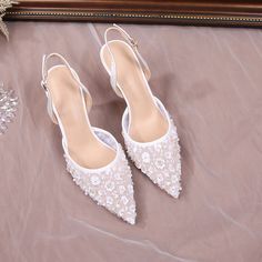 Olivia Mark - Huidong County Elegant Lace High Heel Sandals with Front Bow and Back Strap, Perfect for Wedding and Parties Lace Wedding Heels, Lace High Heels, Strappy High Heels Sandals, Elegant Heels, Strappy High Heels, Point Shoes, Wedding Heels, Back Strap, Heel Sandals