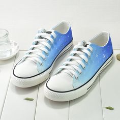 Shoes Are Hand Painted And Pre-order. Each Pair Are Unique. Ship In 4-10 DaysFabric Material: CanvasColor: Blue white Halter Dress Short, Tropical Leaves Pattern, Blue Galaxy, Luxury Duvet Covers, Luxury Bedding Set, Hand Painted Shoes, Painted Shoes, Chuck Taylor Sneakers, Luxury Bedding