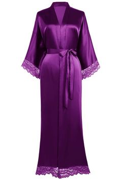 PRICES MAY VARY. Material of the kimono robe: Polyester. One Size: Bust-53" . Hip-50" . Robe length-53" . Sleeve length-10" . One Size Plus: Bust-65" . Hip-61" . Robe length-53" . Sleeve length-10" . Comfortable fabric experience, exquisite lace trim, let this elegant lace robe decorate your every night and make it no longer ordinary. Features - Long style ladies kimono dressing gown up to ankle with sash tie closure, belt loops and inside ties. Hand wash in warm or cold water! Occasions - a wid Kimono Dressing Gown, Plus Size Kimono, Satin Kimono, Womens Kimono, Bridesmaid Wedding, Bridesmaid Robes, Long Style, Lace Design, Wedding Bridesmaids