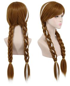 PRICES MAY VARY. Package includes: 1x Wig + 1x Wig cap. Size: Adjustable net cap fits all size heads. High-quality materials: High temperature resistant fiber, softer, thicker and more realistic than other wigs, also suitable for hair straighteners and curlers. Wearing method: Pre-shaped wig, you can adjust the appropriate size to wear directly, in order to have a better effect, it is recommended to use hair styling products such as hair spray, wax, and then shake to make it fluffy. Refund polic Thanksgiving Hairstyles, Anna Hair, Brown Cosplay, Thanksgiving Hair, Tail Braids, Hair Straightener And Curler, Hair Styling Products, Curly Pixie Cuts, Ponytail Wig