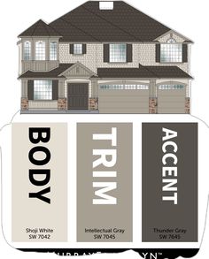 the exterior paint color scheme for a home with two story houses and three car garages