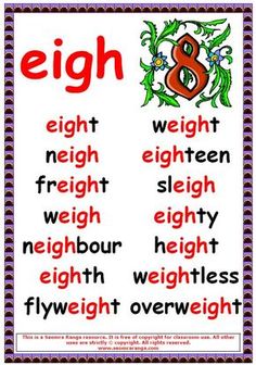 an english poster with the words eight and eight in different font styles, including numbers