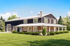 this is an artist's rendering of a house in the country side with large front yard