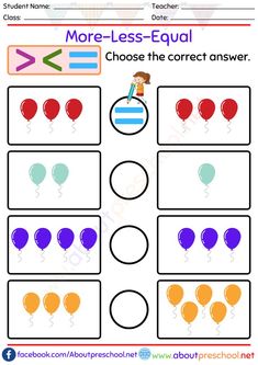 more and less worksheets More And Less Worksheet, More Or Less Worksheets, English Activity, Alphabet Letter Worksheets, Worksheet Kindergarten, Greater Than Less Than, Worksheet For Kindergarten, Comparing Numbers, Baby Throw