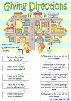 the worksheet for giving directions is shown in this graphic above it's image