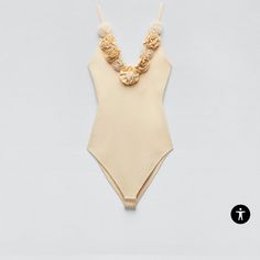 Simply Beautiful Pastel Yellow Elegant Cream Swimwear For Spring, Elegant Cream Swimwear For Summer, Elegant Beige One-piece Swimwear, Elegant Fitted Cream Swimwear, Cream Fitted Swimwear For Party, Fitted Cream Swimwear For Party, Zara Fitted V-neck Swimwear, Beige Party Swimwear For Spring, Elegant Zara Bodysuit For Beach