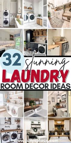 several pictures of laundry room decor ideas